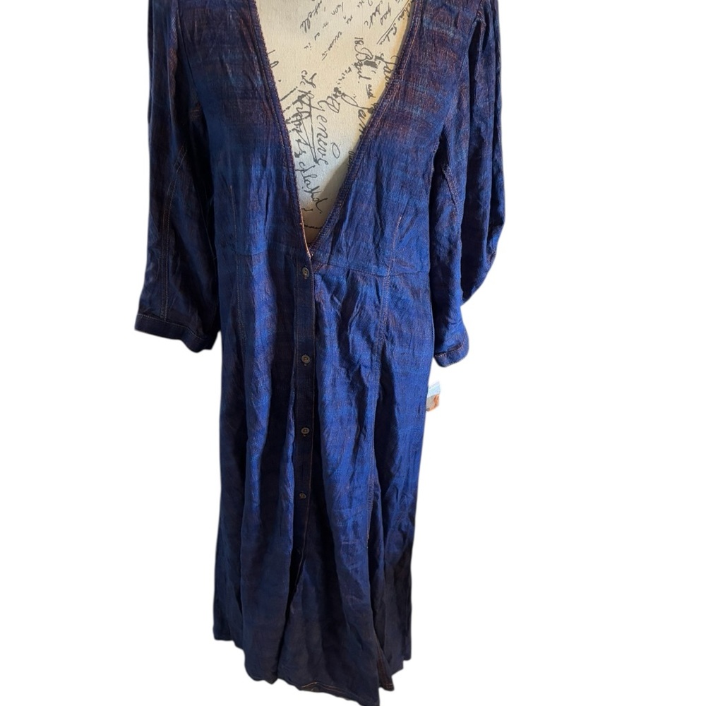 We The Free Navy Blue Maxi Dress Button-Front